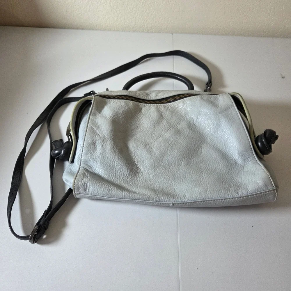 Christopher‎ Kon Leather Satchel Shoulder Bag Double Handle Top Zip Crossbody